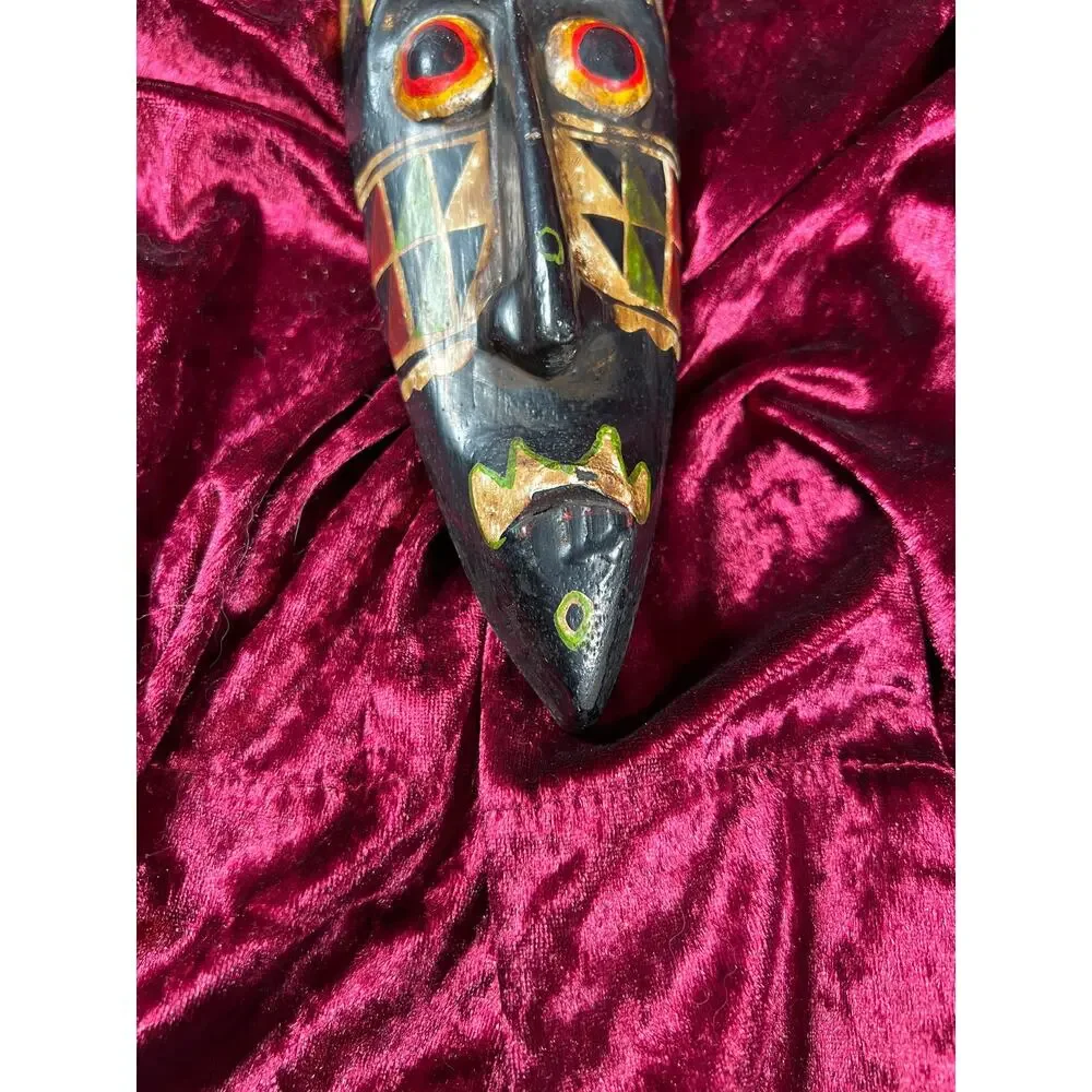 Vintage Home Decor - Decorative Wall Hanging Mask - African - 13” - Picture 2 of 12